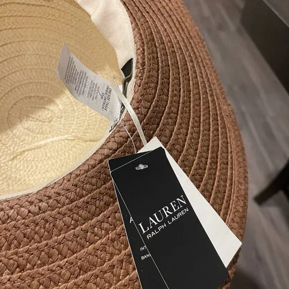 Ralph Lauren Woven Sun Hat With Leather/Floppy Beach Hat - Picture 5 of 7
